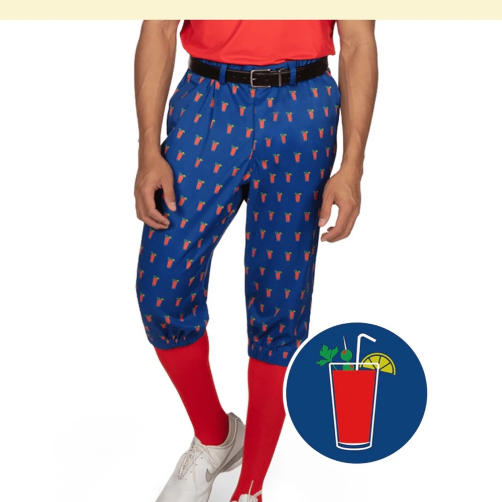 Tipsy Elves Men’s Bloody Mary Golf Knickers Novelty Cropped Pants Size S